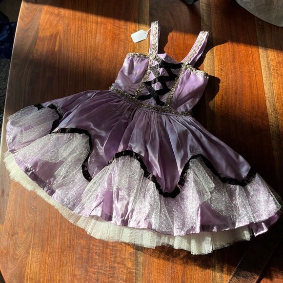 VTG 50s/60s Custom Sewn Lilac Satin Costume Dress w/ Shorts Rapunzel Style - Picture 2 of 11